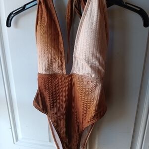 NWOT! Brown Gradient One-Piece Swimsuit s/m
